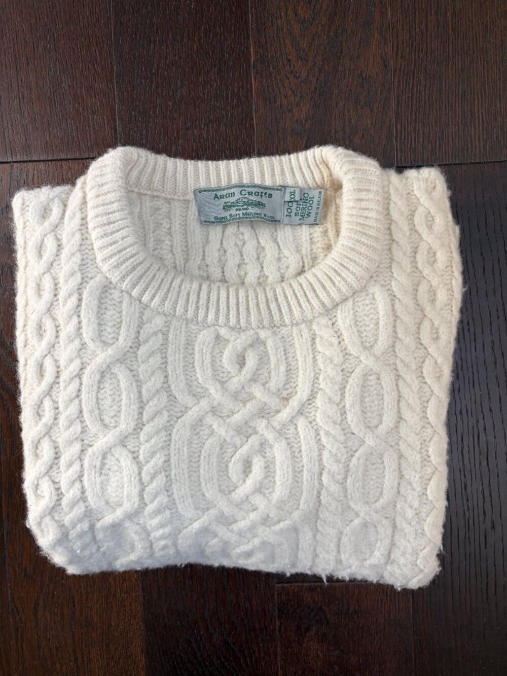 Aran Crafts Super Soft Merino Wool Crewneck Sweater (Cream) - XXL